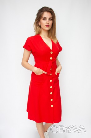 
Повседневное платье Mixray, легкое, без подкладки, Яркий красный цвет. Платье п. . фото 1