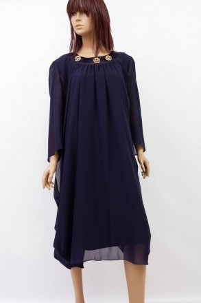 
Оригинальное платье Korakor синего цвета шифоновой вшитой накидкой, производств. . фото 2