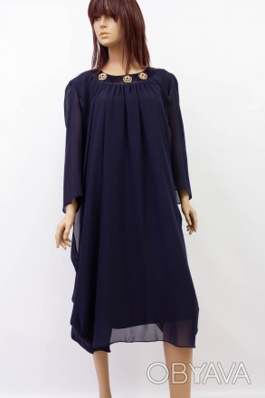 
Оригинальное платье Korakor синего цвета шифоновой вшитой накидкой, производств. . фото 1
