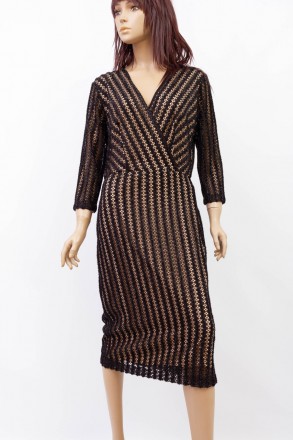 
Оригинальное платье Ons line черного цвета с бежевой подкладкой, производство Т. . фото 2