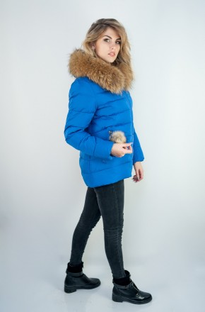 
Стильная женская куртка с натуральным мехом на капюшоне. Ткань куртки плотная, . . фото 3