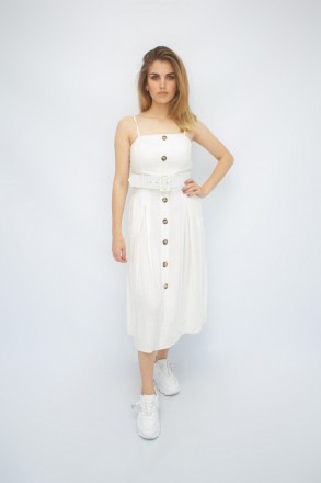 
Повседневный сарафан Dilvin, легкий, классический белый цвет. Платье приталенно. . фото 2