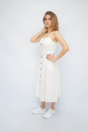 
Повседневный сарафан Dilvin, легкий, классический белый цвет. Платье приталенно. . фото 3