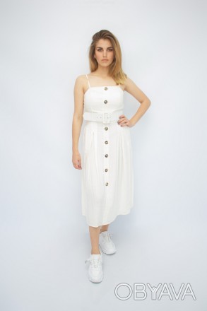 
Повседневный сарафан Dilvin, легкий, классический белый цвет. Платье приталенно. . фото 1