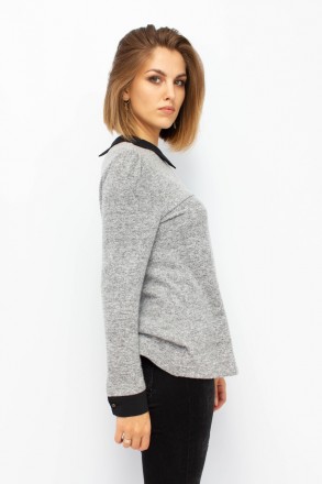 
Классический свитер-блузка серого цвета с черными элементами, производство Турц. . фото 3