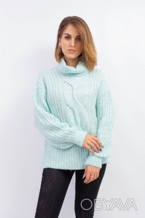 
Классический свитер однотонного бирюзового цвета, производство Турция. Покрой с. . фото 1