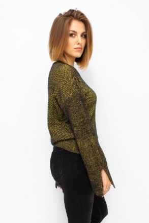 
Оригинальный свитер оверсайз зеленого с черным цвета, производство Serianno Тур. . фото 4