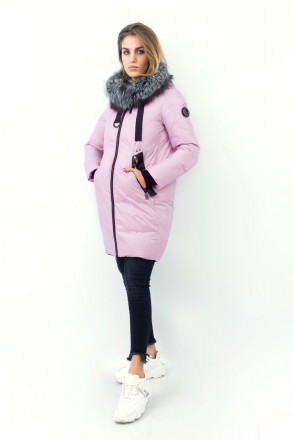 
Зимняя куртка розового цвета комбинированная черными элементами. Куртка прямая,. . фото 4