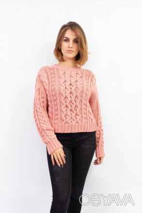 
Классический свитер розового цвета, производство Турция. Покрой свитера свободн. . фото 1