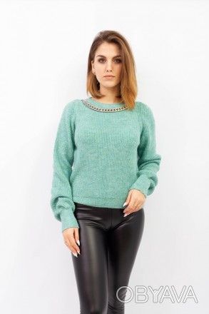 
Классический свитер ментолового цвета, производство Турция. Покрой свитера своб. . фото 1