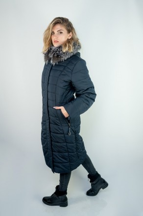 
Женская зимняя куртка Damader синего цвета с натуральным мехом на капюшоне. Кур. . фото 3