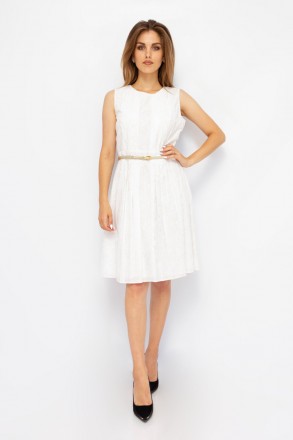 
Строгое платье Perletti белого цвета с абстрактным принтом, производство Турция. . фото 2
