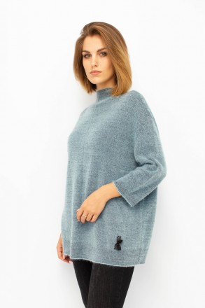 
Оригинальный свитер оверсайз голубого цвета, производство Serianno Турция. Покр. . фото 4