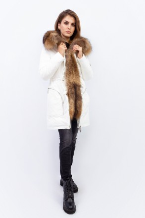 
Женская зимняя куртка-парка ZILANLIYA белого цвета с натуральным мехом. Куртка . . фото 2