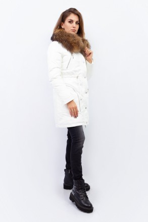 
Женская зимняя куртка-парка ZILANLIYA белого цвета с натуральным мехом. Куртка . . фото 6