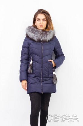 
Женская зимняя куртка Qarlevar классического синего цвета. Ткань куртки глянцев. . фото 1