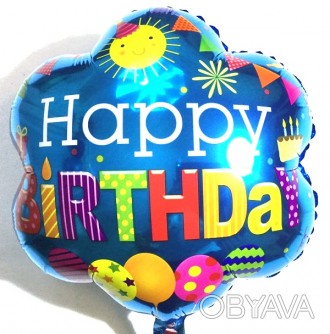 
Фольгированный воздушный шар в форме цветка "Happy Birthday". 
Размер: 44х43 см. . фото 1