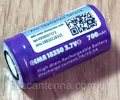 Аккумулятор 3.7 В 700 мАч Efest Purple IMR18350 - flat top (продается с модами э. Днепр. фото 1 Аккумулятор 3.7 В 700 мАч Efest Purple IMR18350 - flat top (продается с модами э. Днепр. фото 1