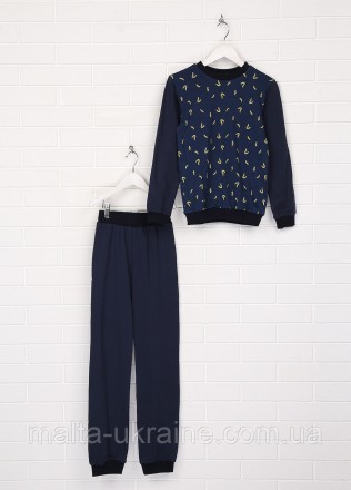Комплект пижама для мальчика Мальта Д318/1-24 синяя. С широкой резинкой на поясе. . фото 2