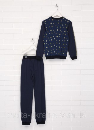 Комплект пижама для мальчика Мальта Д318/1-24 синяя. С широкой резинкой на поясе. . фото 3