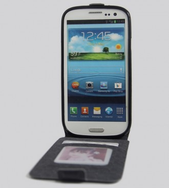  Шкіряний чохол-фліп для Samsung Galaxy S3 i9300, зроблений з добротної штучної . . фото 4