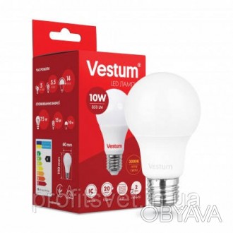 Светодиодная лампа Vestum LED A60 10W 3000K 220V E27 – современная альтернатива . . фото 1