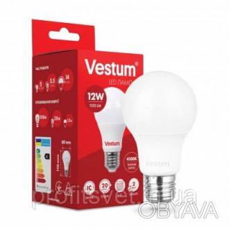 Светодиодная лампа Vestum LED A60 12W 4100K 220V E27 - светодиодная (LED) лампа . . фото 1