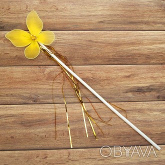 Волшебная палочка Феи с мишурой желтаяРазмер: изделие 42х9,5х0,5см, бабочка 10х9. . фото 1