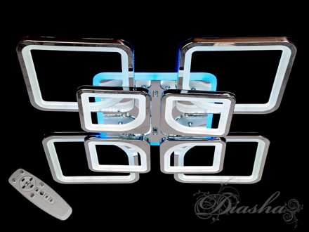 LED люстра с диммером и синей подсветкой, цвет хром, 190W 8060-4+4HRLEDDIMMER. Одесса. фото 1