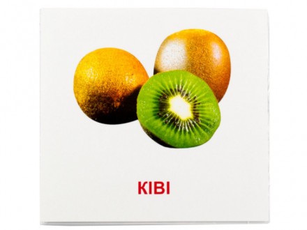 Картонні картки, на кожній з карток зображені різні фрукти і їх назви.. . фото 3