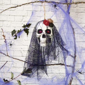 Череп готический Амиона черный с фиолетовым №10054 - украшение на Хэллоуин из се. . фото 1