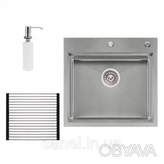 Набір 3 в 1 Qtap кухонна мийка DH5050 + сушарка + дозатор для миючого засобу доп. . фото 1
