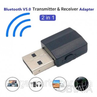 Мини беспроводной Bluetooth 5,0 приемник передатчик мм 3,5 мм AUX стерео USB ада. . фото 1
