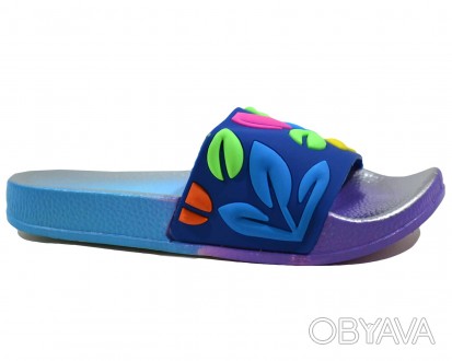 Шлёпанцы  LION арт.FY-026,лепестки, синий-фиолетовый Пляжная обувь для девочек. . . фото 1