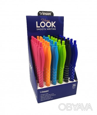  Товар на сайті >>>Ручка автомат масло Vinson "Look" 0,7 мм, синя, soft touch, m. . фото 1