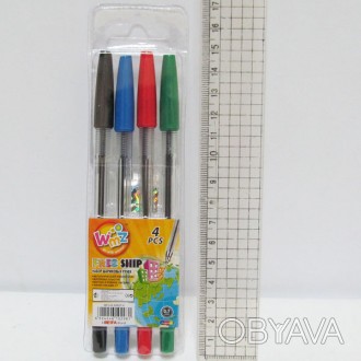  Товар на сайті >>>Набір кулькових ручок BEIFA AA927-4 4-цв. Складська поставка . . фото 1