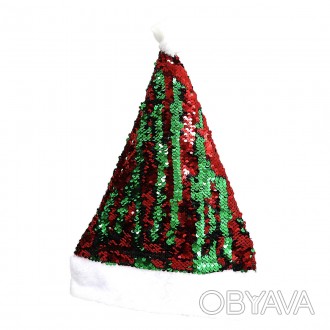  Товар на сайті >>>Ковпак новорічна прикраса.з паєтками "Червоно-зелений" 29*40с. . фото 1