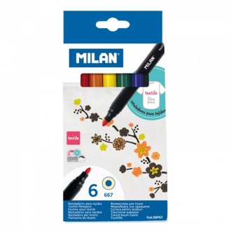 Набор фломастеров для ткани ТМ "MILAN" 6цв. D4mm. Киев. фото 1 Набор фломастеров для ткани ТМ "MILAN" 6цв. D4mm. Киев. фото 1