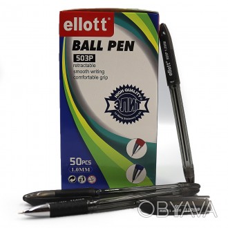  Товар на сайте >>>Ручка шариковая "Ellot" 1мм, черная, прозрачн корп, грип, без. . фото 1
