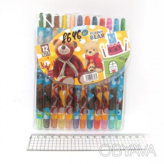  Товар на сайте >>>Мелки восковые Crayons "Медвежонок", набор 12 цв. PVC Складск. . фото 1