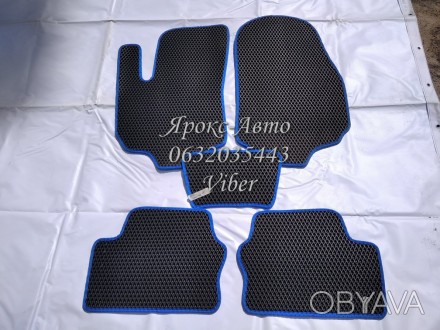 Коврики в салон для Opel Zafira '99-05, EVA-полимерные, черные+синий кант 000029. . фото 1