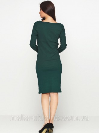 Женское платье зеленого цвета SS18Ж391-32 однотонное. Платье прямого кроя с длин. . фото 4