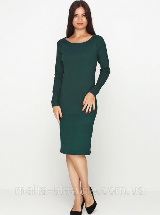 Женское платье зеленого цвета SS18Ж391-32 однотонное. Платье прямого кроя с длин. . фото 2