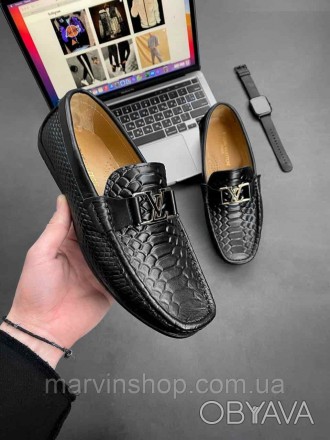 
Туфли классические лоферы мужские весна-осень чёрные брендовые Louis Vuitton (Л. . фото 1