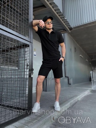 Костюм мужской летний чёрный молодёжный комплект футболка и шорты Tenis
С приход. . фото 1