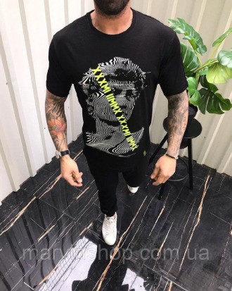 Футболка мужская чёрная повседневная с принтом с коротким рукавом Snazy The king. Киев. фото 1 Футболка мужская чёрная повседневная с принтом с коротким рукавом Snazy The king. Киев. фото 1