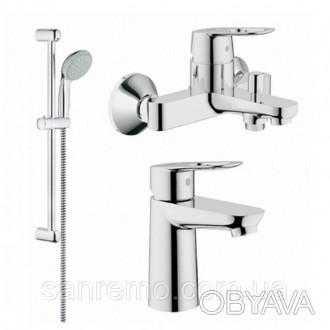 Набор смесителей для умывальника, ванны и душевая стойка S-Size Grohe BauLoop 12. . фото 1