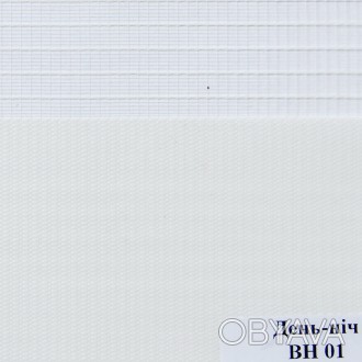 Рулонные шторы День-Ночь Ткань Сафари Белый ВН-01.
Ткань Сафари - производства M. . фото 1