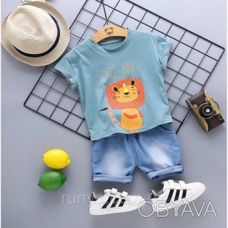Детский летний костюм для мальчика King. В комплекте: футболка + шорты, футболка. . фото 1
