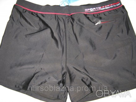  Плавки-боксеры для купания мужские PESAIL, черного цвета с красной полоской под. . фото 1